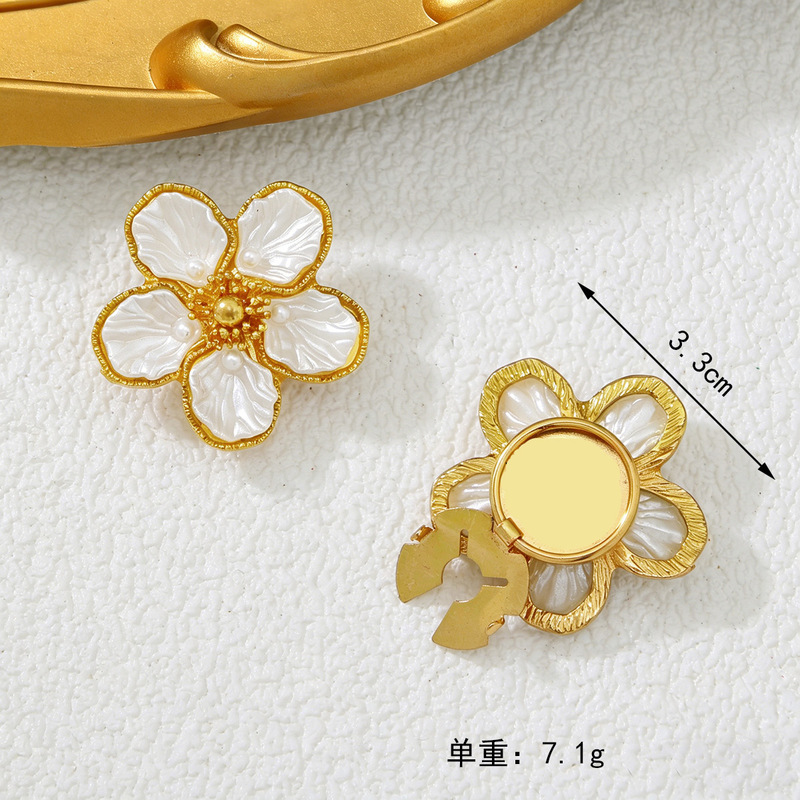Button Cover French Retro Petal Cufflinks Shirt Dress Versatile Collar Button Shell Pearl Snap Button Cufflinks