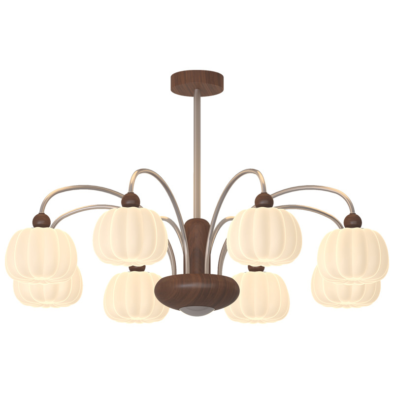 Lámpara de la sala de estar medieval calabaza retro color nuez alta sensación de la luz principal del pasillo estilo francés Zhongshan lámpara 453L