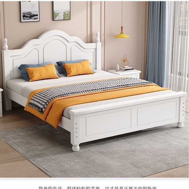Dormitorio principal moderno y simple cama doble cama de madera maciza cama de alquiler económico cama individual madera maciza