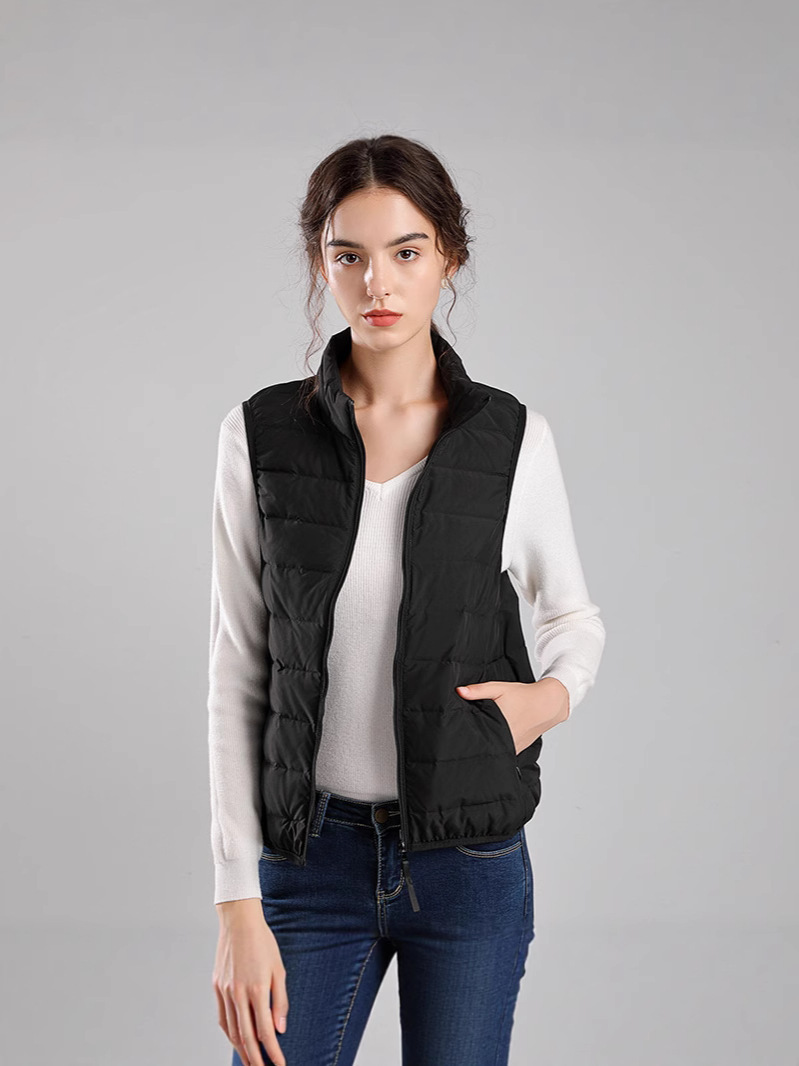 Nuevo chaleco de plumón ligero y delgado para mujeres corto collar delgado sin costuras en una chaqueta ligera de plumón revestimiento interior