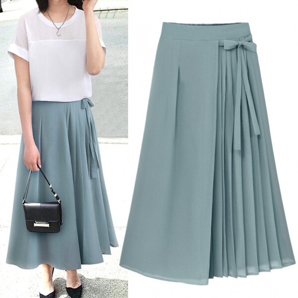 summer shiffon solid color trousers