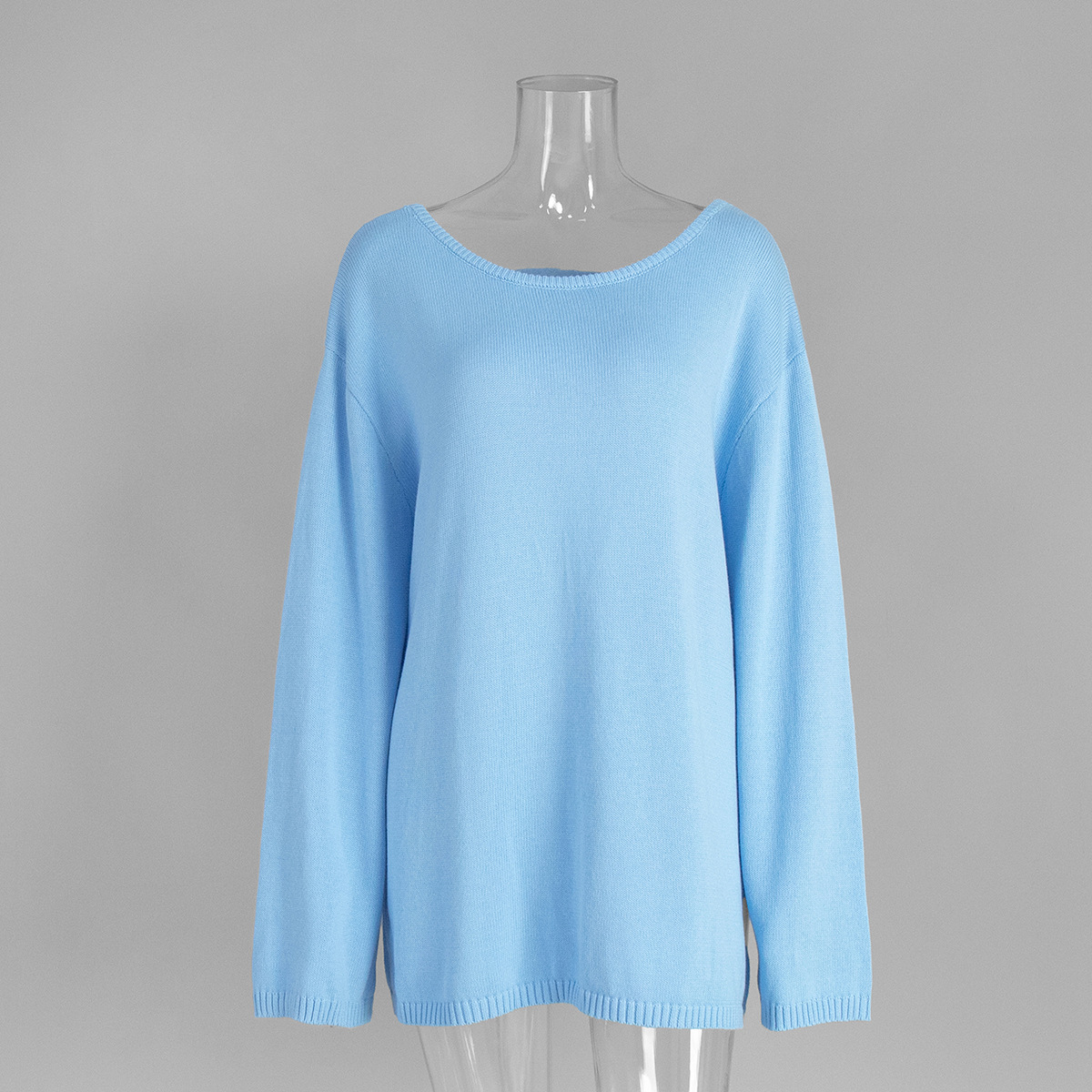 Suéter de punto de algodón puro transfronterizo, estilo europeo y americano, nuevo modelo otoño-invierno 2025, holgado, informal y sexy con espalda descubierta.