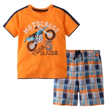 20079夏季男童短袖T恤套裝批發 都市時尚潮流卡通印花圓領n兩件套