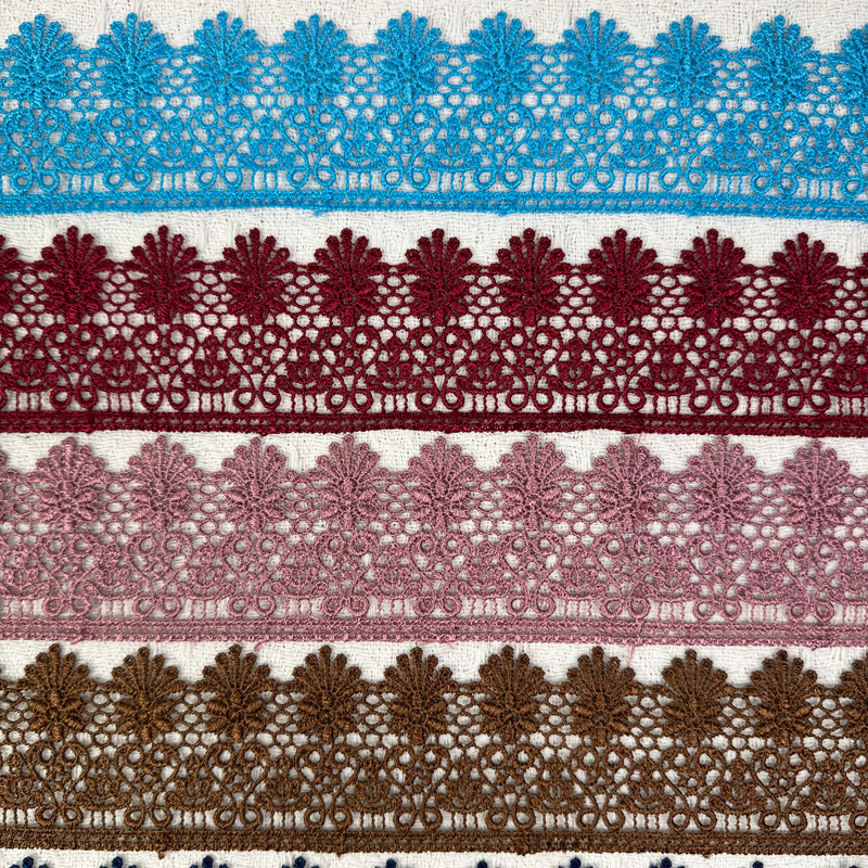 Inventario de 6CM códigos de barras de encaje multicolor ropa infantil cortina de falda para el hogar decoración de encaje accesorios solubles en agua