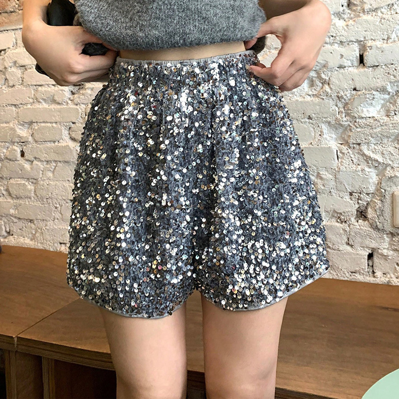 11730 Trendy Sequin Sequin Women's Fashion New Elastic Loose Hot Pants Elastic Waist Shorts for Women 11730 Trendy Sequin Sequin Women's Fashion New Elastic Loose Hot Pants Elastic Waist Shorts for Women
