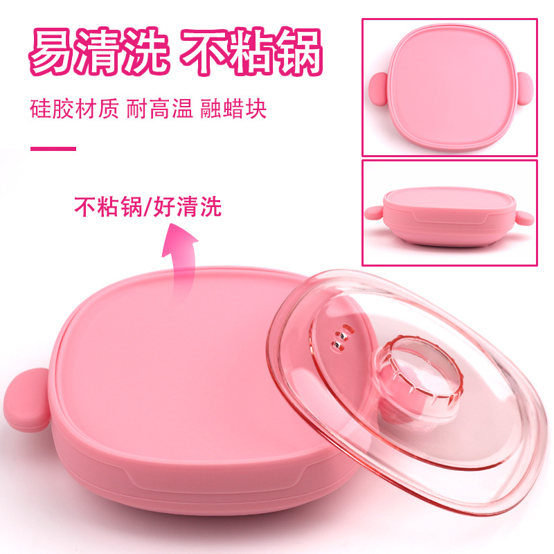 Mini máquina de terapia de cera olla de cera de silicona plegable olla antiadherente resistente a altas temperaturas fácil de limpiar máquina de fusión de cera de temperatura constante integrada