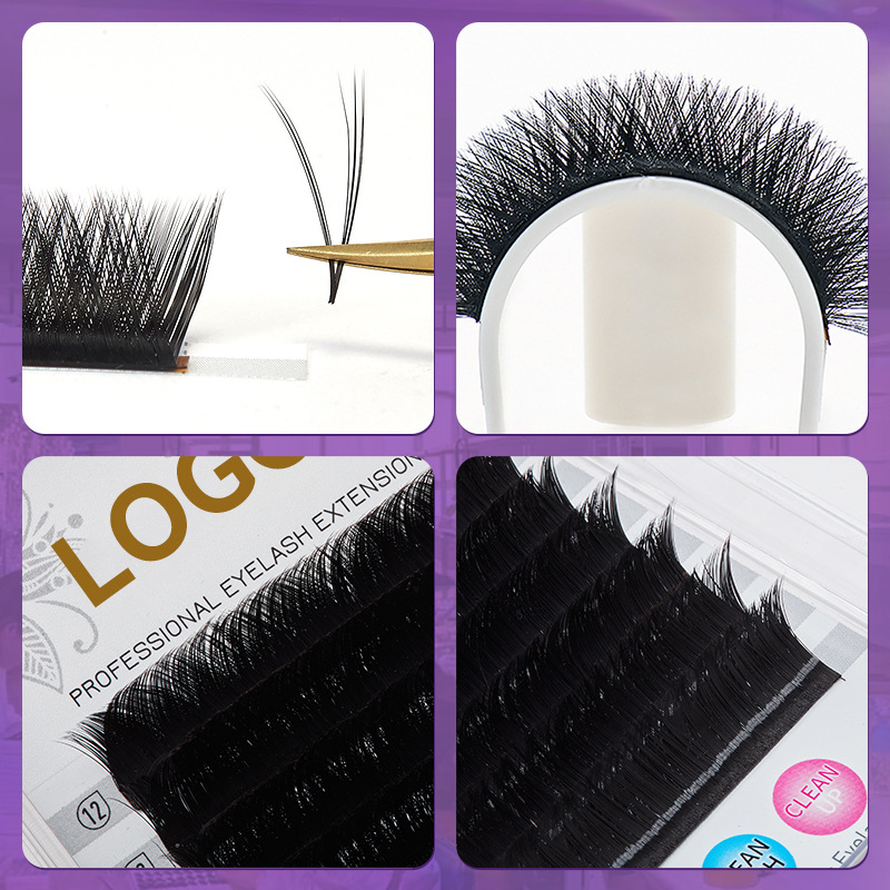 Las pestañas de fábrica florecen, pestañas de injerto de cabello redondo, pestañas falsas, pestañas naturales no dispersas, pestañas de iris densas en forma de V.