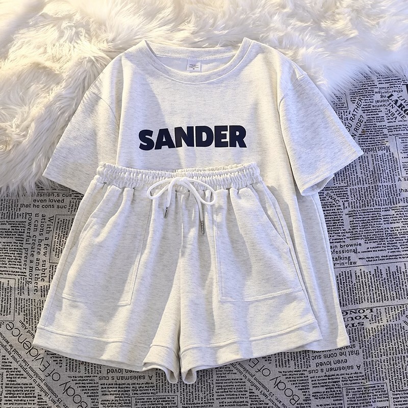 Casual Two-piece Suit Women's 2025 Summer New Short-sleeved Shorts Running Loose Laid-back Style Sportswear for Small Men