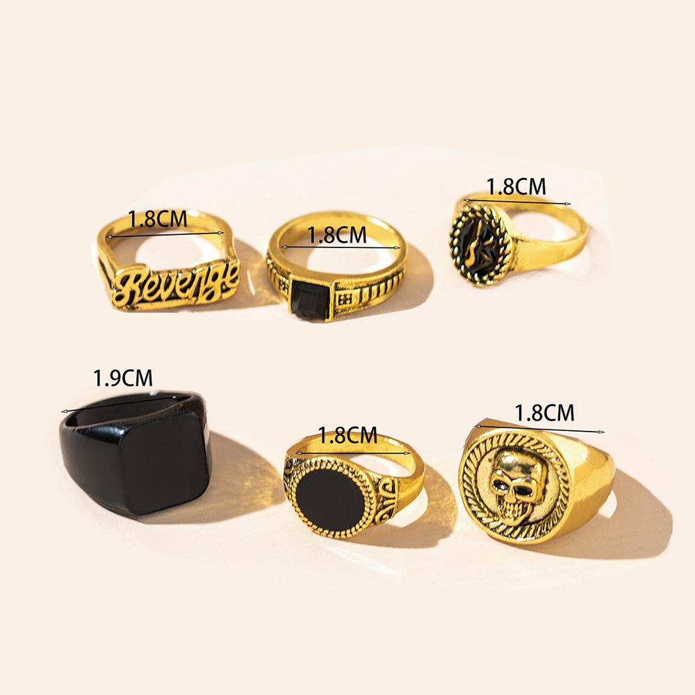 1 Set Quantity Daily, Party Occasion Hip-Hop Letter Constellation Skull Alloy Plating Halloween Unisex Rings