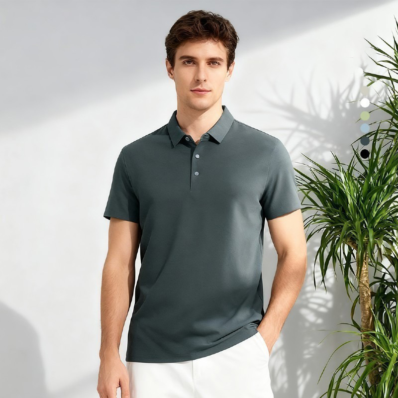 New Style Quick-Dry Seamless Polo Shirt with Snap Buttons, Fashionable Short Sleeves, High-Quality Wholesale, Customizable Logo