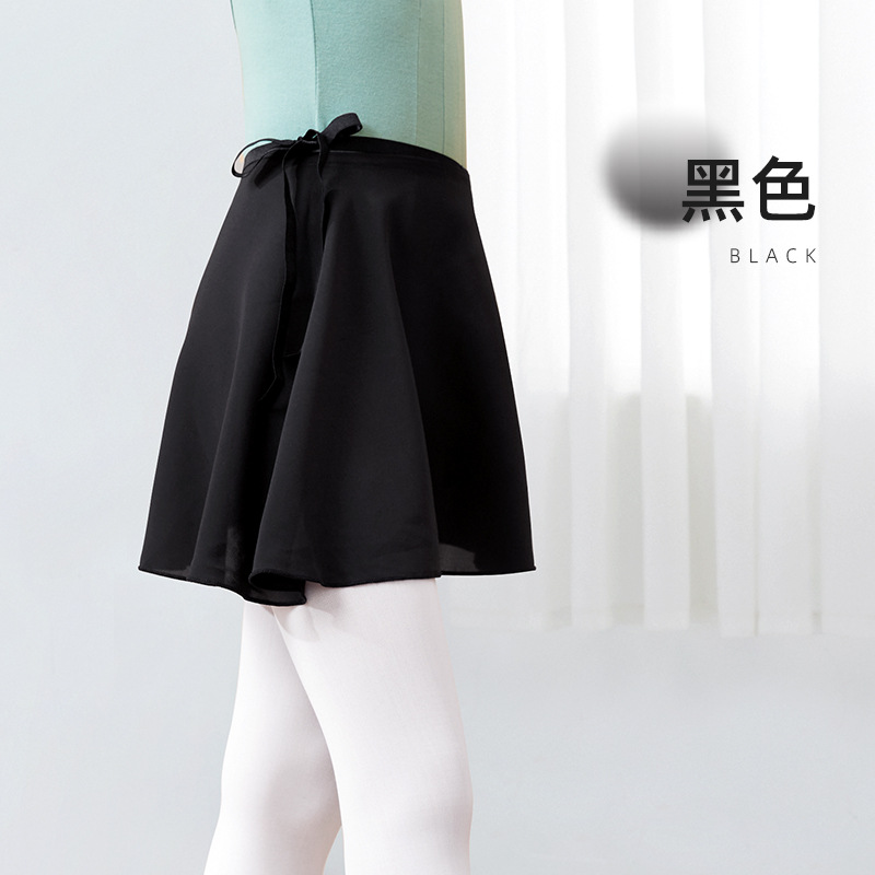 Falda de baile para niños y mujeres con cordones, falda de media longitud con correas elásticas, falda de gasa de una pieza, falda de ejercicio, falda de ballet