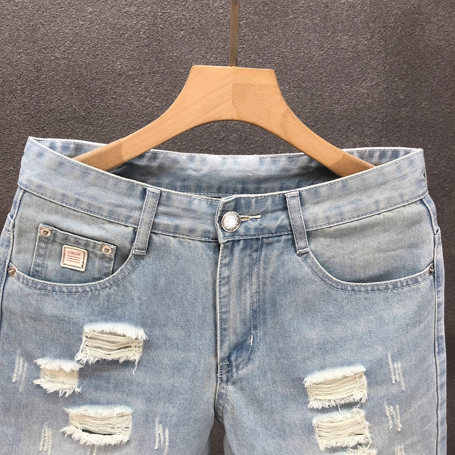 Men's Mid High Waist Denim Shorts Summer Thin Style Casual Loose Straight Leg Five Point Pants New_mkmklike.com