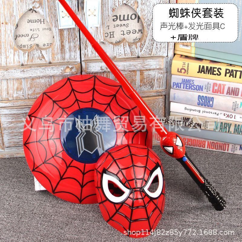 Spider-Man Guante Lanzador Spider-Man Regalo de cumpleaños Juguetes para niños Sonic Lightsaber Armas Escudo Set Capa