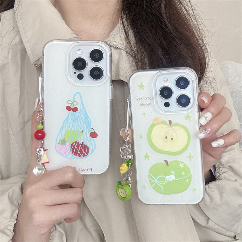 Simplicidad bolsa de rejilla de frutas ins para Apple 15ProMax Pareja iphone16Pro funda para teléfono móvil 13 nuevo 14
