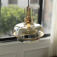 北欧餐厅吊灯现代创意美式咖啡厅茶餐桌吧台中古包豪斯吊灯玻璃灯