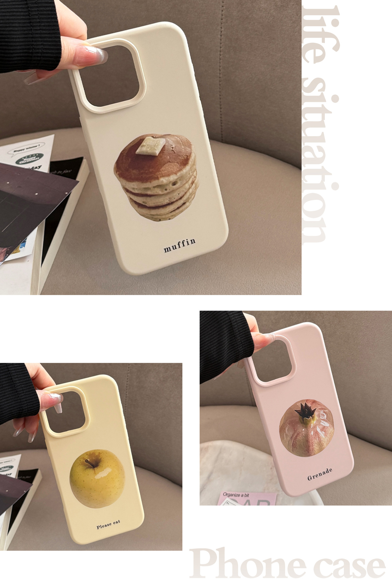 45g Weight iPhone Applicable Brands Phone Cases Classification tpu Material English muffin, Chair, Fruit Pattern Sweet Style Painted Craft White, Pink, Yellow Color Tpu English Muffin Chair Fruit Painted Sweet Phone Cases Phone Accessories 无