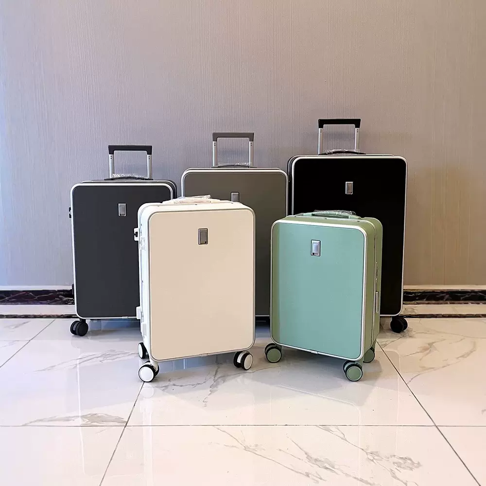 跨境热销旅行拉杆箱20寸新款万向轮铝框密码箱三件套大容量行李箱