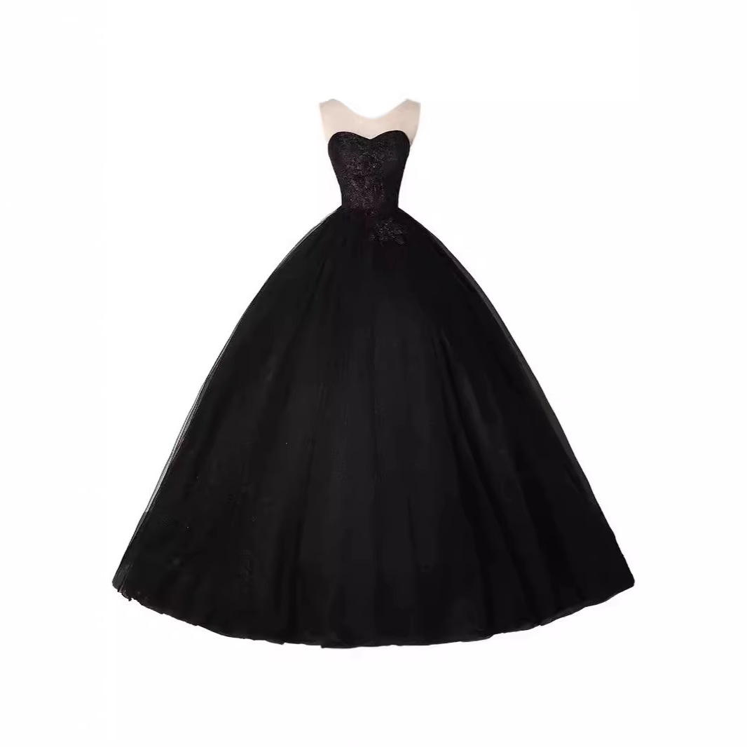 Nuevo vestido de baile negro de tela de tela elegante vestido de piano de anfitrión de reunión anual image 6