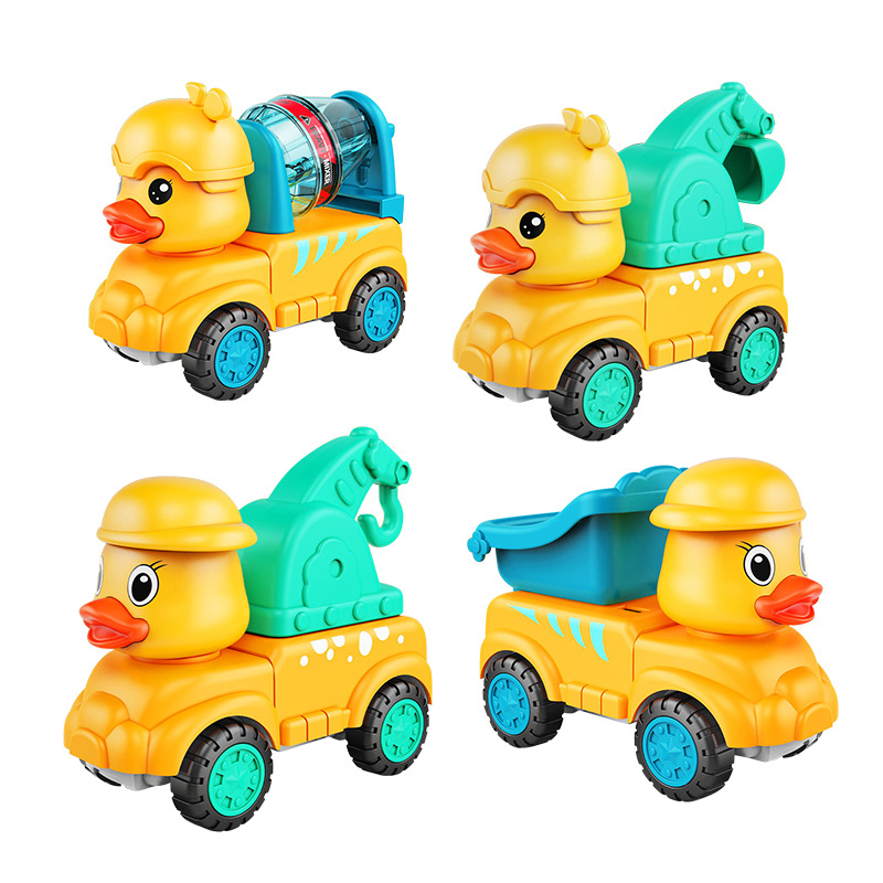 Coche de juguete para niños y niñas dibujos animados para niños pato de ingeniería traje de coche regalo para bebé inercia mini coche de juguete