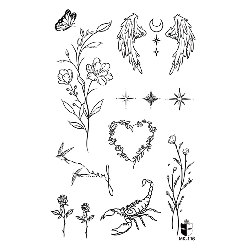 Animal blanco y negro desechable pegatinas de tatuaje belleza pegatinas de tatuaje moda estética patrón de personalidad dama pegatinas de tatuaje
