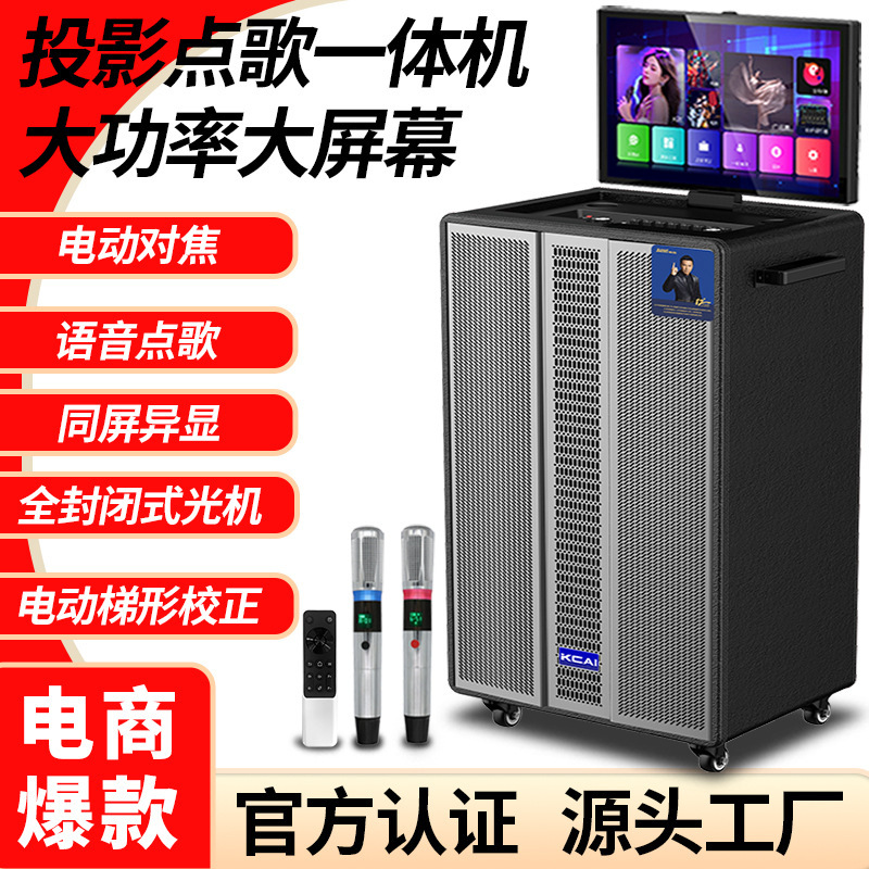 Outdoor projection speaker all-in-one high-power bass professional sound card live performance mobile karaoke singing sound