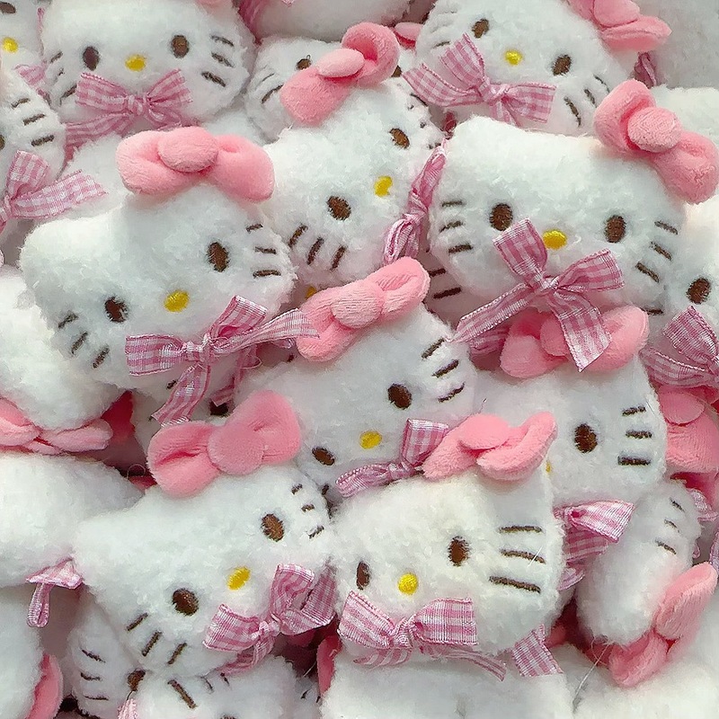 Pink Plaid Bow Tie Kt Cat Plush Animal DIY Accessories Decorative Accessories Shoes and Hats Clothing Accessories Socks Bag Decoration