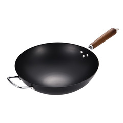 Manufacturer wholesale gas nitrogen old-fashioned iron pan physical non-stick wok uncoated wok imitation cast iron pan one piece drop shipping