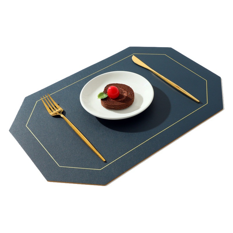 Nordic ins Western mantel a prueba de aceite estera de la tabla de PVC estera de la placa de color sólido de cuero doble cuadrado placemat fábrica al por mayor