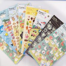 跨境韓國Funny泡棉貼紙合集換裝熊貓動物美食裝飾立體貼手帳貼紙
