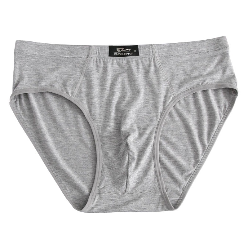 Summer Thin Men's Briefs Breathable Modal Plus Fat Large Size Bamboo Fiber Pure Color Mid-High Waist Bottoms