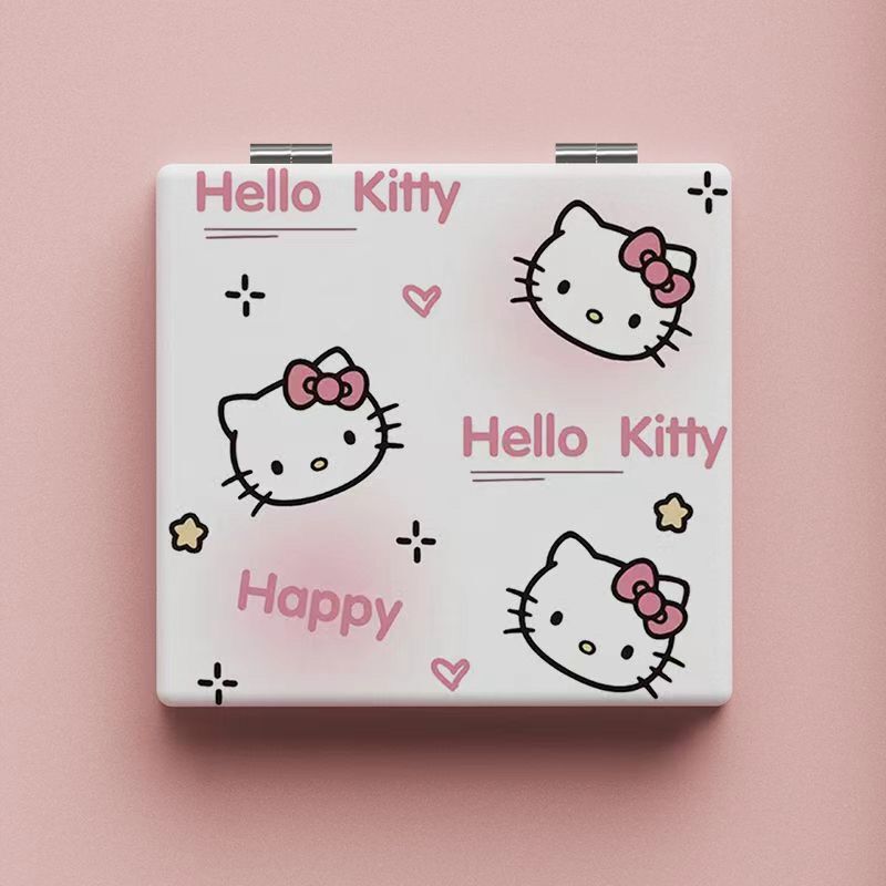 子猫、大きな頭の猫、小さな鏡、ポータブル折りたたみミラー、かわいいポータブル化粧鏡、化粧鏡、手持ちミラー|undefined