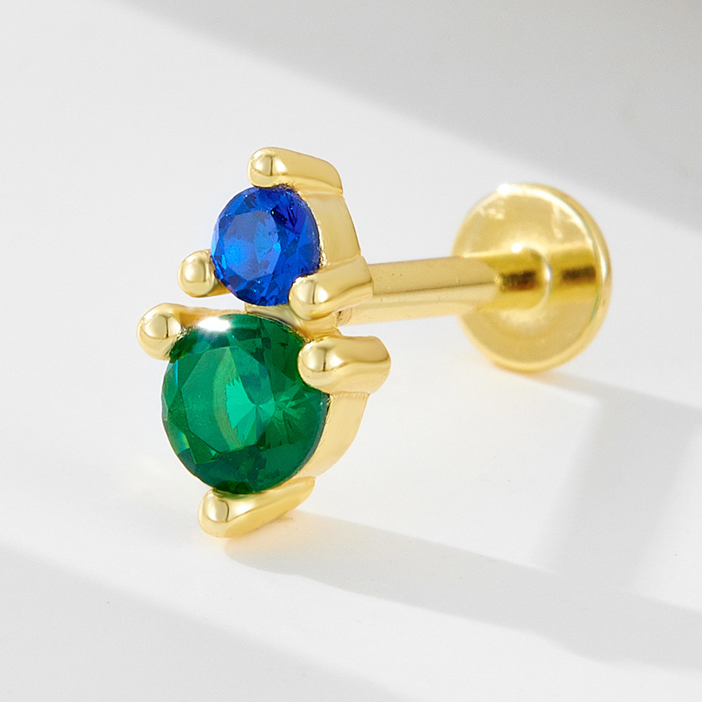 Diamantes geométricos de plata de ley 925 Opel cabeza plana hilo cuerpo humano punción oreja pendientes Europa y América joyería transfronteriza