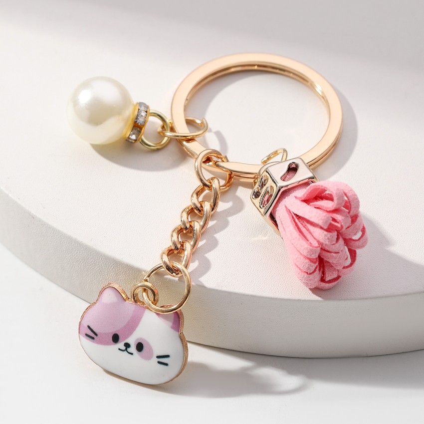 Pu Leather, Alloy Material Cute Cat Pu Leather Alloy Women's Bag Pendant Keychain