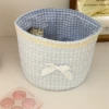 Sweetheart lace [cylindrical storage basket] (blue plaid)