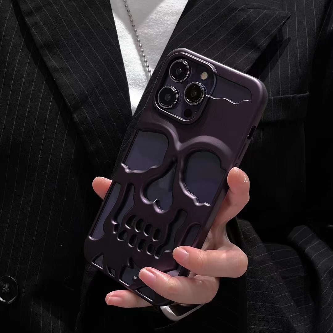 Skull Phone Case For Iphone 16 Pro And 17 Max Matte Purple_voghion.com