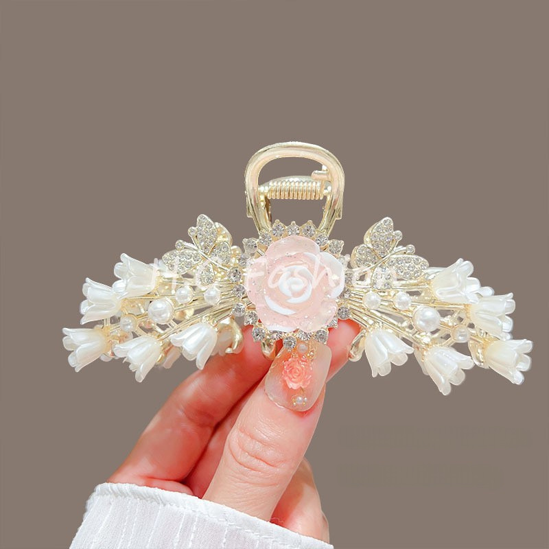 Temperamento Full Diamond Metal Shark Clip Hairpin Back Head Coil Hair Grab Clip Donna Primavera Estate Super Large Clip Copricapo Hair Grab_voghion.com