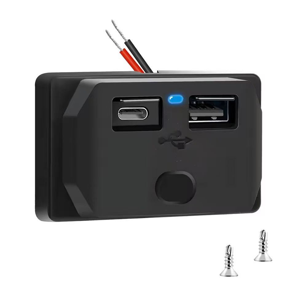 12V modified type-c charging port for super-fast charging of batteries in buses and RVs, with additional mobile phone USB charger