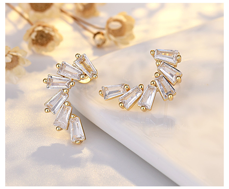 Ear Studs Classification 1 Pair Simple Style Square Plating Inlay Copper Zircon 14k Gold Plated Ear Studs