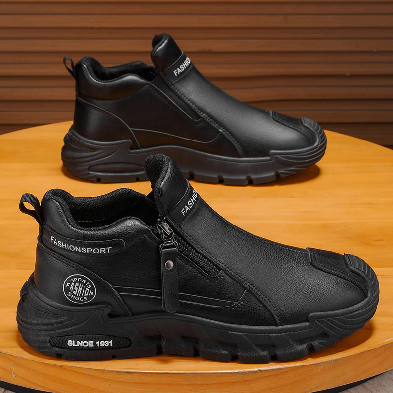Zapatos de hombre de otoño zapatos de protección laboral de alto nivel para hombre deportes casuales antideslizantes y desgaste zapatos blancos cortos casuales botas Martin para hombre image 9