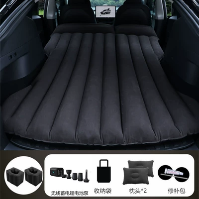Vehicle-mounted inflatable bed, Car Inflatable Bed, Suv Trunk - black-tesla-model-y-with-black-wireless-battery-pump-square-base