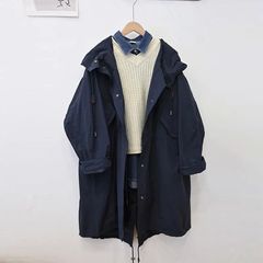 ファッションカジュアル作業服のコート女性用のゆったりした中長タイプの帽子付きコート秋服ファッションファッション婦人服