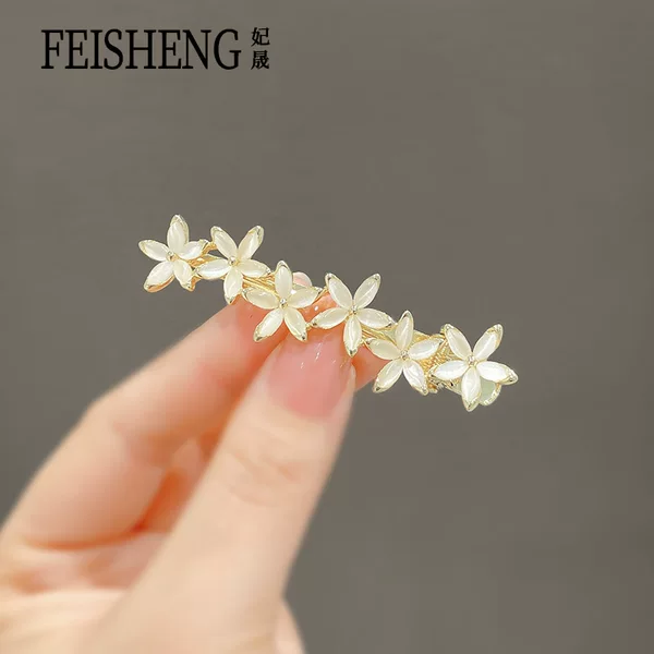 Hairpin Bangs Clip Top Side Clip Duckbill Clip Opal Flower Korean New Girl Summer All-match Clip