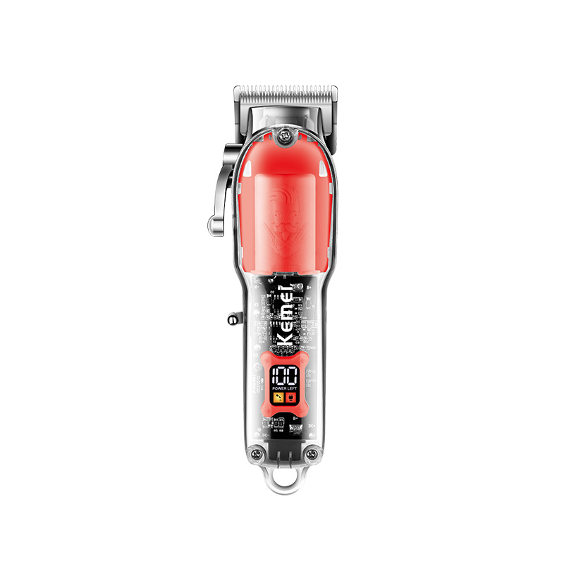 Kemei cortadora eléctrica KM-246 cuerpo transparente cabeza de aceite talla Clipper LCD pantalla digital profesional cortadora de cabello