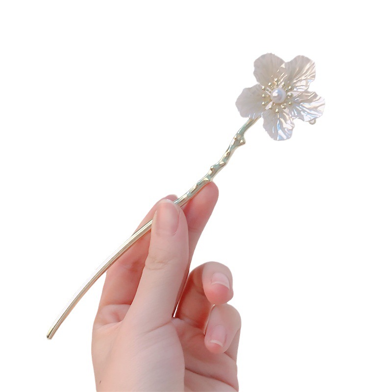 Horquilla de borla de flor de perla de estilo antiguo horquilla de pelo de nicho femenino paso a paso nuevo cheongsam chino Hanfu horquilla de pelo