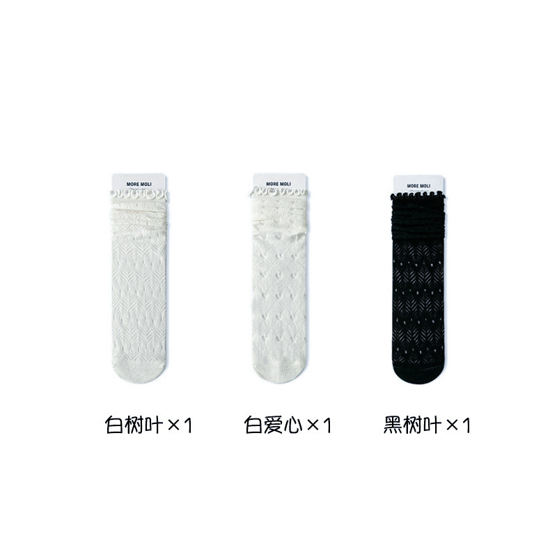 Calcetines de algodón de primavera y verano, calcetines de pila de encaje de hongos para niños, calcetines de tubo transpirables de malla hueca, calcetines Zhuji al por mayor