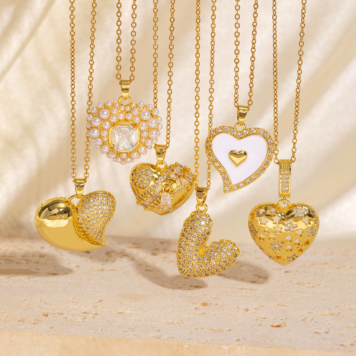 8g Weight Copper Pendant Material Pendant Necklace Classification Copper Chain Material Copper Plating Heart Shape Pendant Necklace