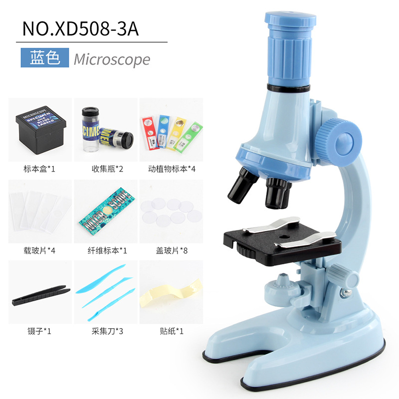 Microscopio azul XD508-3A caja de color inglés 260g