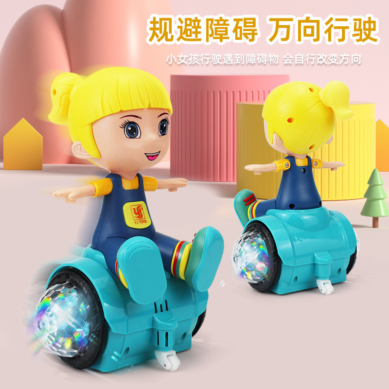 Trucos eléctricos transfronterizos juguetes para niños coche de equilibrio coche de juguete giratorio luz colorida música juguetes para niños al por mayor