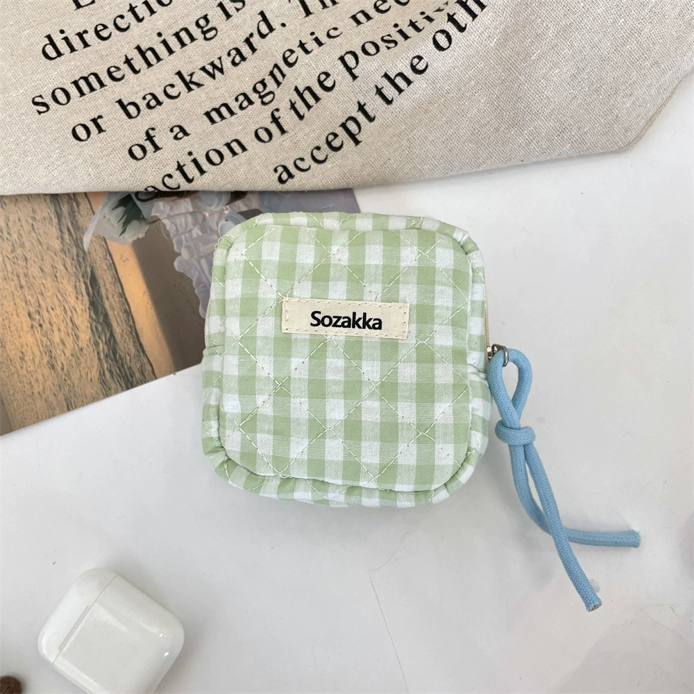 Стеганый маленький кошелек/косметичка/ключница (Sozakka) — компактный 9.5×5×9.5 см
