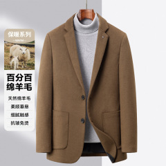 100%羊毛男式休闲西装2025秋冬青年商务通勤保暖羊毛呢免烫外套潮